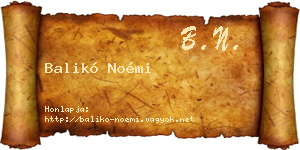 Balikó Noémi névjegykártya